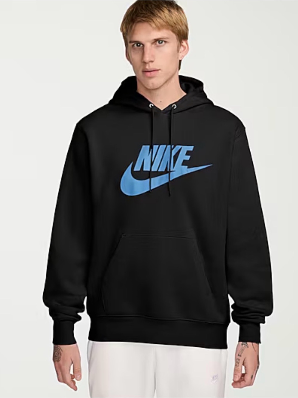 Nike Black Hoodie with Blue Swoosh Logo